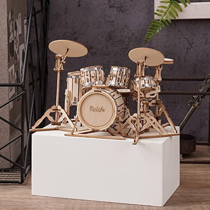 WOODEN PUZZLE ADULT 3D DRUM KIT MODEL BUILDING WOODEN KIT FOR ADULTS TEENAGERS MUSICAL INSTRUMENTS 246 PIECES DRUM KIT - Image 2